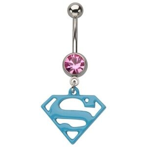 Superman Logo Dangle Belly Button Ring